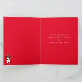 かわいいジャック・ラッセル・テリアの犬のクリスマスサンタ カード (内部)