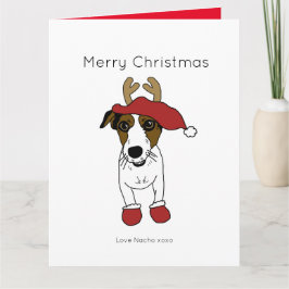 かわいいジャック・ラッセル・テリアの犬のクリスマスサンタ カード