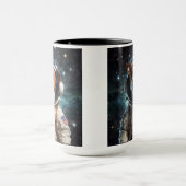 かわいいジャック・ラッセル・テリア宇宙飛行士 マグカップ (中央)