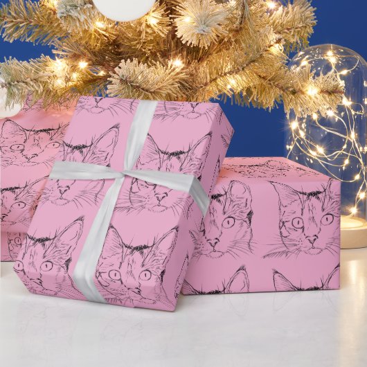 かわいいジャパニーズ風猫の包装紙  ラッピングペーパー (クリスマス)
