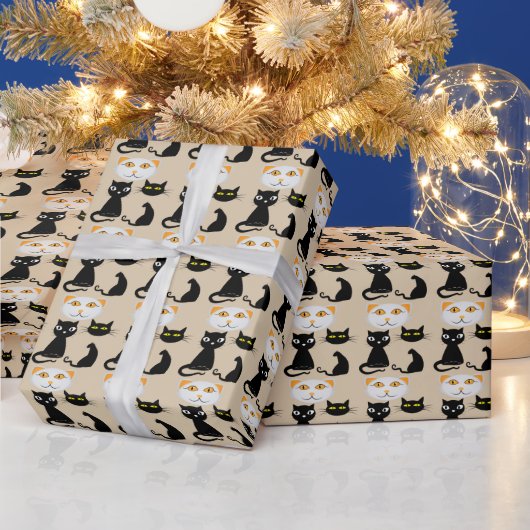 かわいいジャパニーズ風猫の包装紙  ラッピングペーパー (クリスマス)