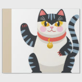 かわいいジャパニーズ風猫の包装紙  ラッピングペーパー (フラット)