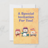 かわいいジャムセッションミュージシャン漫画の誕生日 招待状 (裏面)