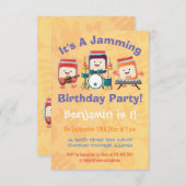 かわいいジャムセッションミュージシャン漫画の誕生日 招待状 (正面/裏面)