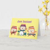 かわいいジャムセッション漫画ミュージシャンユーモア カード (黄色い花)