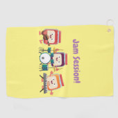 かわいいジャムセッション漫画ミュージシャンユーモア ゴルフタオル (横)