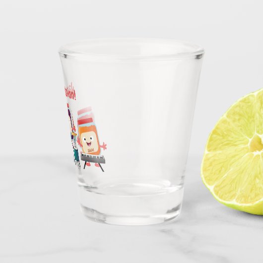 かわいいジャムセッション漫画ミュージシャンユーモア ショットグラス (右)
