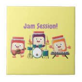 かわいいジャムセッション漫画ミュージシャンユーモア タイル (正面)