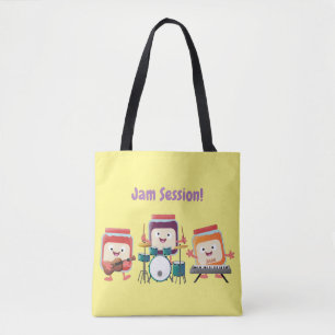 かわいいジャムセッション漫画ミュージシャンユーモア トートバッグ