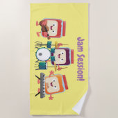 かわいいジャムセッション漫画ミュージシャンユーモア ビーチタオル (正面)