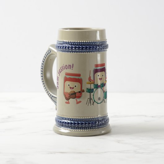 かわいいジャムセッション漫画ミュージシャンユーモア ビールジョッキ (正面左)