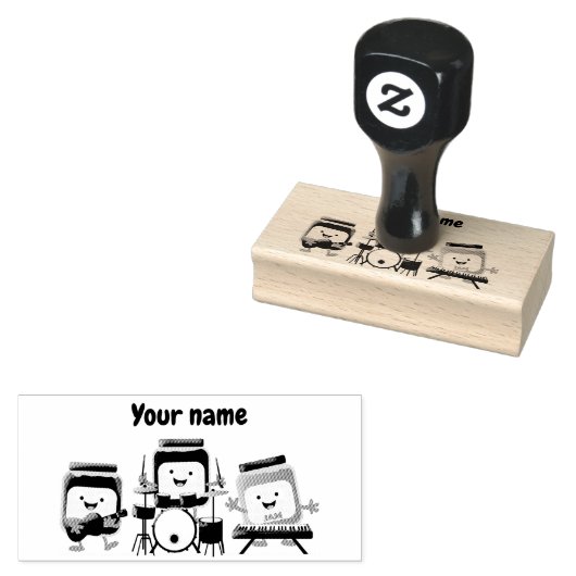 かわいいジャムセッション漫画ミュージシャンユーモア ラバースタンプ (押印)