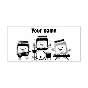 かわいいジャムセッション漫画ミュージシャンユーモア ラバースタンプ