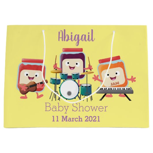 かわいいジャムセッション漫画ミュージシャンユーモア ラージペーパーバッグ (正面)