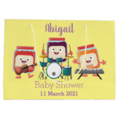 かわいいジャムセッション漫画ミュージシャンユーモア ラージペーパーバッグ (裏面)