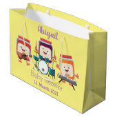 かわいいジャムセッション漫画ミュージシャンユーモア ラージペーパーバッグ (裏面アングル)