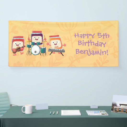 かわいいジャムセッション漫画ミュージシャンユーモア 横断幕 (トレードショー)