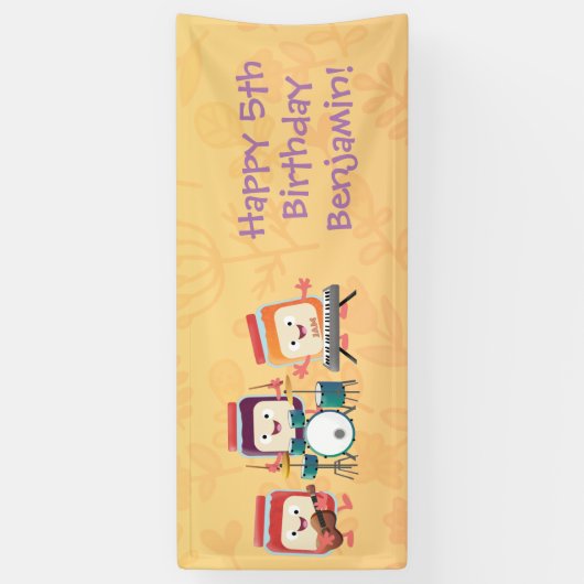 かわいいジャムセッション漫画ミュージシャンユーモア 横断幕 (縦)