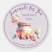 かわいいジャム瓶 「あなたのために手作り」ステッカー ラウンドシール (正面)