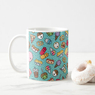かわいいジャンクフードのパターンマグ コーヒーマグカップ