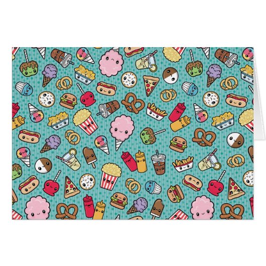 かわいいジャンクフードのメッセージカード (正面横)
