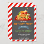かわいいジャンクフード誕生日パーティーの招待 招待状 (正面/裏面)