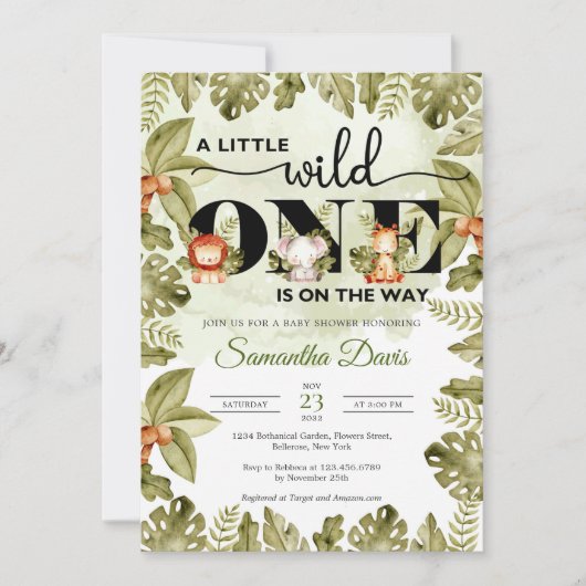 かわいいジャングルのサファリがトラックを運転している  招待状 (正面)