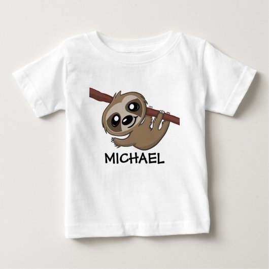 かわいいジャングルのサファリのナマケモノの子どもたち ベビーTシャツ (正面)