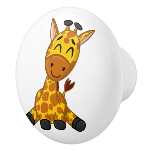 かわいいジャングルのサファリキリン動物の子どもたち セラミックノブ (右)