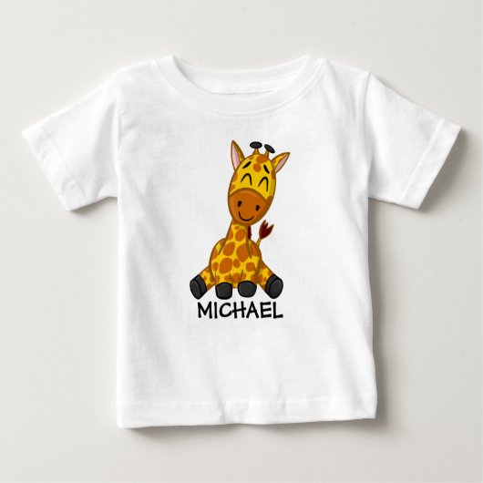かわいいジャングルのサファリキリン動物の子どもたち ベビーTシャツ (正面)