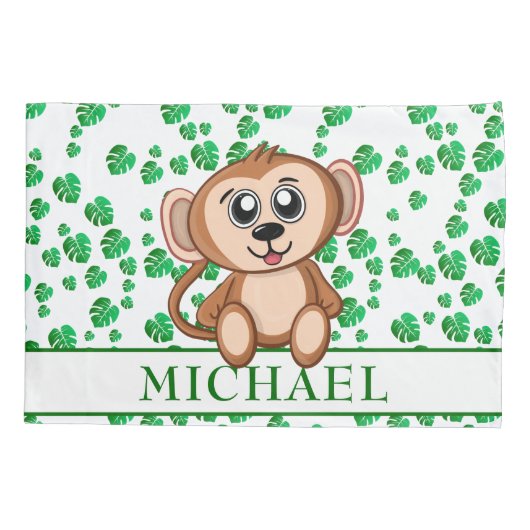 かわいいジャングルのサファリサルの動物の子どもたち 枕カバー (裏面)