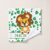 かわいいジャングルのサファリライオン動物の子どもたち バスタオルセット (ウォッシュタオル)