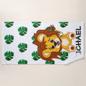 かわいいジャングルのサファリライオン動物の子どもたち ビーチタオル (正面)