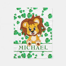 かわいいジャングルのサファリライオン動物の子どもたち フリースブランケット