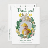 かわいいジャングルのサファリ動物たちのベビーシャワーありがとう ポストカード (正面/裏面)