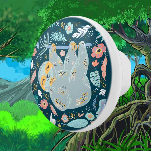 かわいいジャングルのナマケモノ好き セラミックノブ