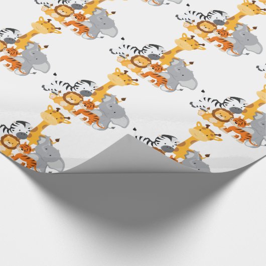 かわいいジャングルのベビーの動物の包装紙 ラッピングペーパー (角)