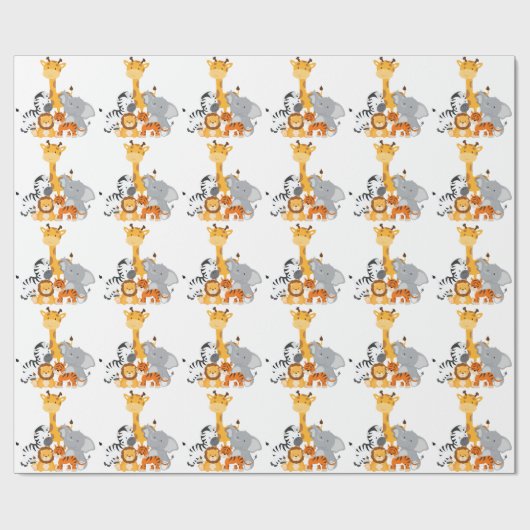 かわいいジャングルのベビーの動物の包装紙 ラッピングペーパー (フラット)