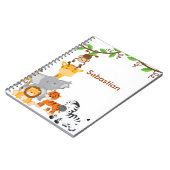 かわいいジャングルのベビー動物のノート ノートブック (左側)