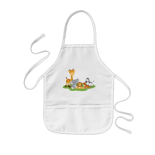 かわいいジャングルのベビー動物の子供のエプロン 子供用エプロン (正面)