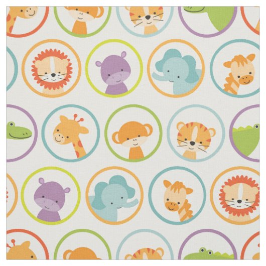かわいいジャングルの動物たち ファブリック (見本)