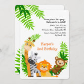 かわいいジャングルの動物の招待状 招待状 (正面/裏面)