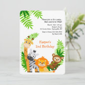かわいいジャングルの動物の招待状 招待状 (スタンド正面)