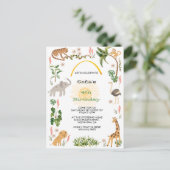 かわいいジャングルの動物の誕生日 ポストカード (スタンド正面)