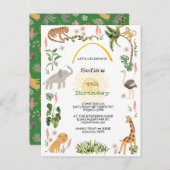 かわいいジャングルの動物の誕生日 ポストカード (正面/裏面)