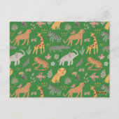 かわいいジャングルの動物の誕生日 ポストカード (裏面)
