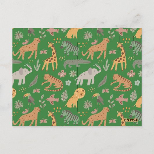 かわいいジャングルの動物の誕生日 ポストカード (裏面)