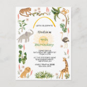かわいいジャングルの動物の誕生日 ポストカード (正面)