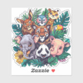 かわいいジャングルの動物ビニールステッカー シール (シート)