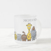 かわいいジャングルの動物"お母さんのマグ" フロストグラスマグカップ (正面右)